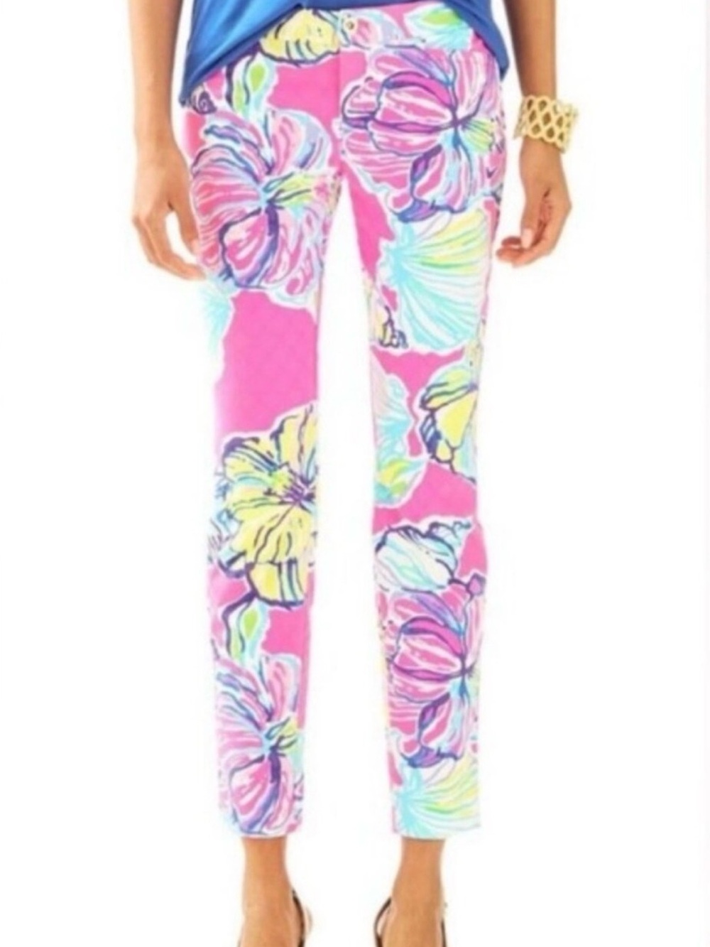 Lilly Pulitzer Pink Floral Kelly Skinny Ankle Pants